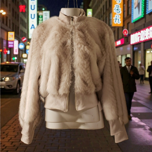 NEW! Luxurious Cream Faux Fur Teddy Jacket (2-Way Zip) - Picture 4 of 7